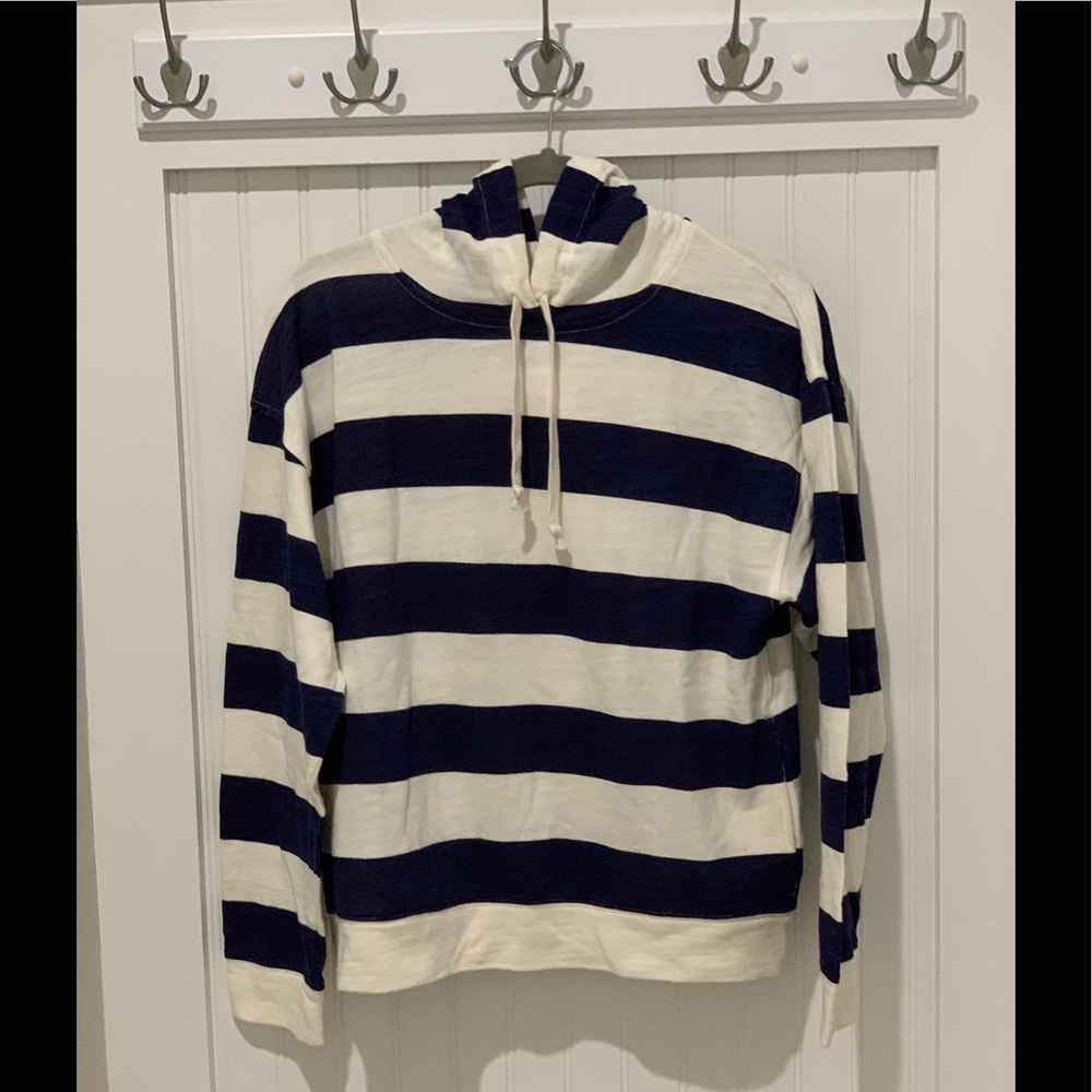 JCrew Cropped hoodie in striped vintage cotton terry